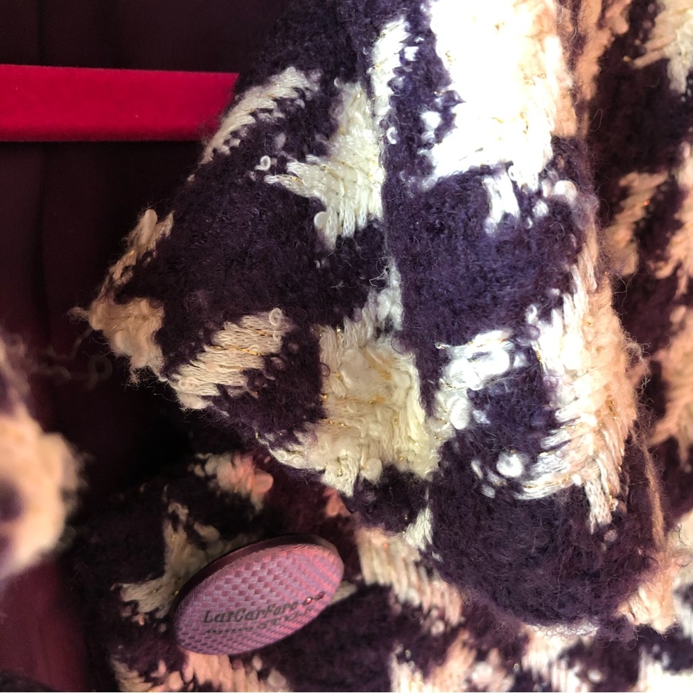 💝✨euro Sz 38 Tweed coat fitted waist line in purple and beige check - Picture 5 of 9